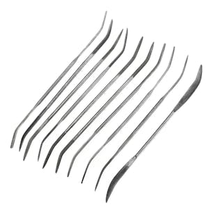 10-Piece Riffler File Set with Dual Curved Tips - 5-1/2" L