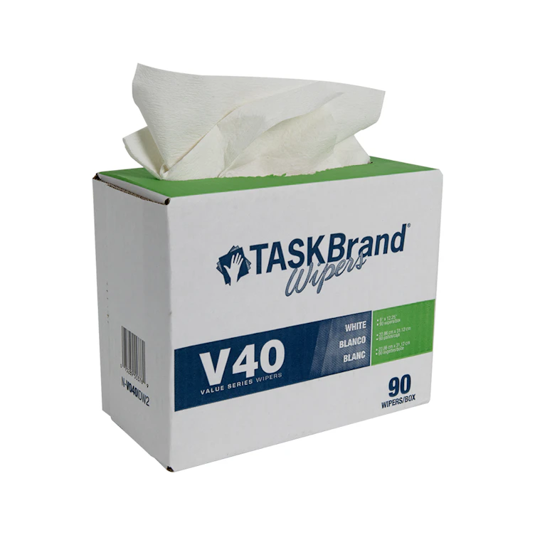 9" W x 12-1/4" L White Heavy-Duty Dry Wipers in Interfolded Box - Box of 90