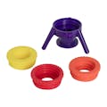24mm to 38mm Flip-It!® Bottle Emptying Cap with Purple Stand & Bright (Red, Orange & Yellow) Adapters