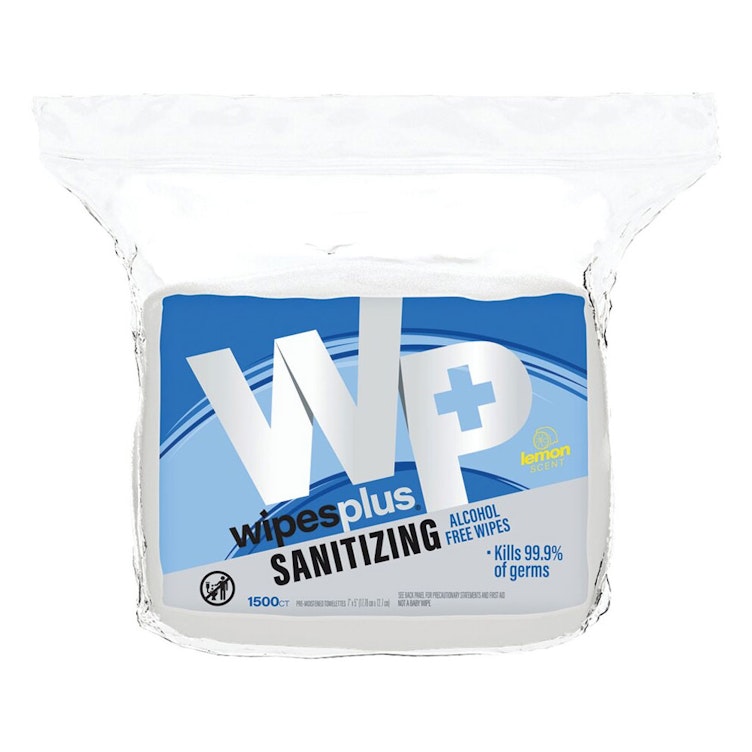 5" W x 7" L Lemon-Scented WipesPlus® Hand Sanitizing Wipes - Refill Bag of 400