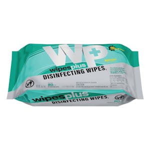 6" W x 8" L Lemon-Scented WipesPlus® Disinfecting Surface Wipes - Case of 12 Soft Packs (80 Wipes per Soft Pack)