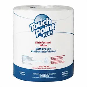 6" W x 8" L Citrus-Scented TouchPoint® Plus Disinfecting Surface Wipes - Roll of 900