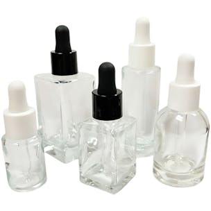 Round & Square Glass Bottles with Ball Tip Glass Dropper Caps