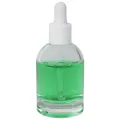 50mL Clear Begonia Dome Round Glass Bottle with 18/415 Smooth White Cervino Dropper Cap with White Rubber Bulb & Ball Tip Glass Pipette