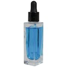 30mL Clear Tall Slim Square Glass Bottle with 18/415 Smooth Black Cervino Dropper Cap with Black Rubber Bulb & Ball Tip Glass Pipette