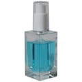 50mL Clear Square Glass Bottle with 18/415 White Polypropylene Denali Treatment Pump with Tall Smooth Collar & Clear ABS Overcap
