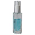 30mL Clear Tall Slim Square Glass Bottle with 18/415 White Polypropylene Denali Finger Sprayer with Tall Smooth Collar & Clear ABS Overcap
