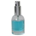 30mL Clear Begonia Dome Round Glass Bottle with 18/415 Silver Metal Treatment Pump with Smooth Collar & Overcap