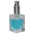 30mL Clear Square Glass Bottle with 18/415 Silver Metal Treatment Pump with Smooth Collar & Overcap