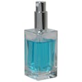 50mL Clear Square Glass Bottle with 18/415 Silver Metal Treatment Pump with Smooth Collar & Overcap