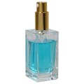 50mL Clear Square Glass Bottle with 18/415 Gold Metal Treatment Pump with Smooth Collar & Overcap