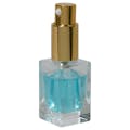 15mL Clear Tall Slim Square Glass Bottle with 18/415 Gold Metal Treatment Pump with Smooth Collar & Overcap