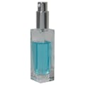 30mL Clear Tall Slim Square Glass Bottle with 18/415 Silver Metal Treatment Pump with Smooth Collar & Overcap