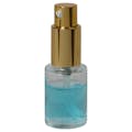 15mL (1/2 oz.) Clear Stubby Cylinder Glass Bottle with 18/415 Gold Metal Treatment Pump with Smooth Collar & Overcap