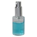30mL (1 oz.) Clear Stubby Cylinder Glass Bottle with 18/415 Silver Metal Treatment Pump with Smooth Collar & Overcap