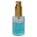 30mL (1 oz.) Clear Stubby Cylinder Glass Bottle with 18/415 Gold Metal Treatment Pump with Smooth Collar & Overcap
