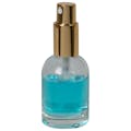 30mL Clear Begonia Dome Round Glass Bottle with 18/415 Gold Metal Finger Sprayer with Smooth Collar & Overcap