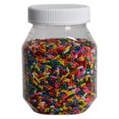 14 oz. Clear PET Wide Mouth Oval Jar with 63/400 White Ribbed CRC Unlined Cap