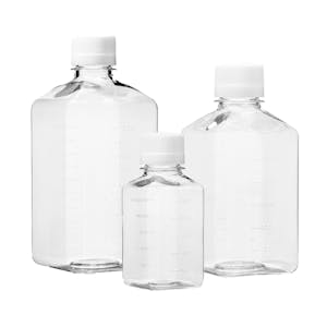 PET Sterile Square Graduated Media Bottles with Caps