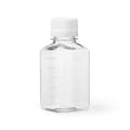 250mL Clear PET Sterile Square Media Storage Bottle with 44mm White Cap - Individually Wrapped; Case of 12