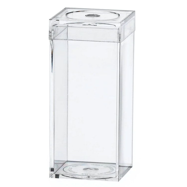 Clear Polystyrene Box with Flat Top Lid - 1-3/16" L x 1-3/16" W x 2-5/8" Hgt. (Case of 25)