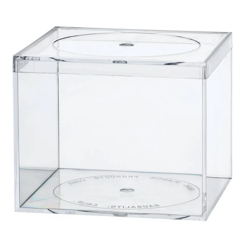 Clear Polystyrene Box with Flat Top Lid - 4" L x 4" W x 3-1/4" Hgt. (Case of 16)