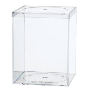 Clear Polystyrene Box with Flat Top Lid - 4" L x 4" W x 5-1/16" Hgt. (Case of 8)