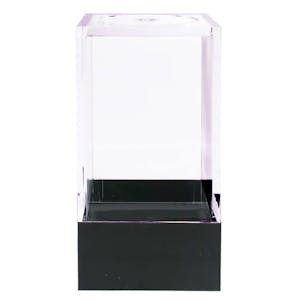 Clear Polystyrene Showcase Box with Black Pedestal - 1-3/16" L x 1-3/16" W x 2-3/16" Hgt. (Case of 25)