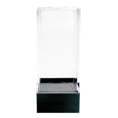 Clear Polystyrene Showcase Box with Black Pedestal - 1-3/16" L x 1-3/16" W x 2-7/8" Hgt. (Case of 25)