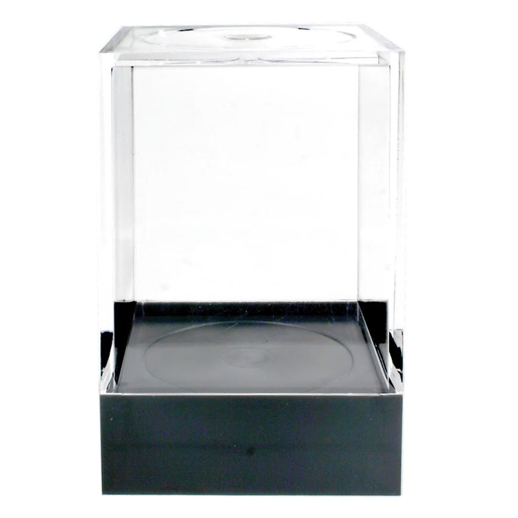 Clear Polystyrene Showcase Box with Black Pedestal - 1-5/8" L x 1-5/8" W x 2-1/2" Hgt. (Case of 25)