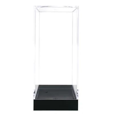 Clear Polystyrene Showcase Box with Black Pedestal - 2-5/16" L x 2-5/16" W x 5-5/16" Hgt. (Case of 15)