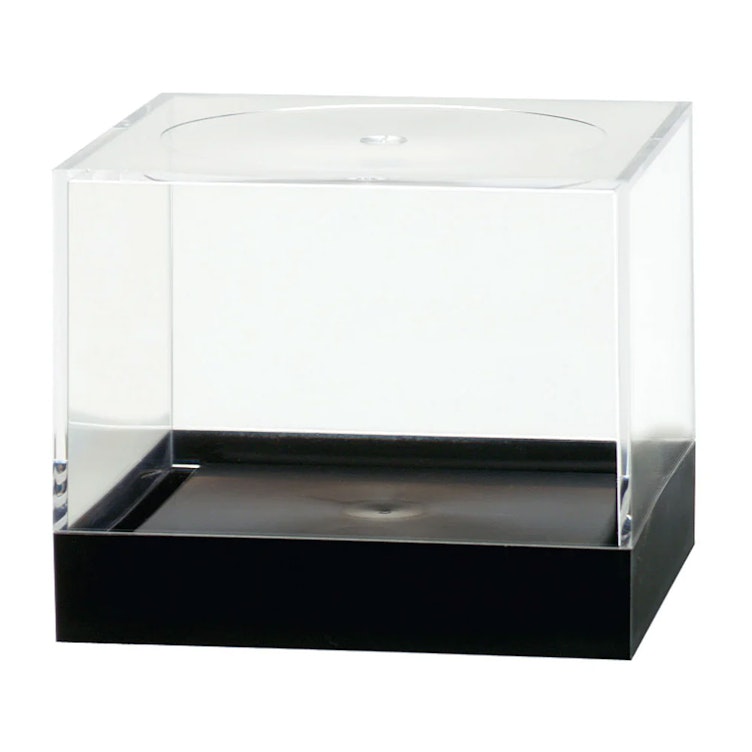Clear Polystyrene Showcase Box with Black Pedestal - 3-7/16" L x 3-7/16" W x 2-13/16" Hgt. (Case of 16)