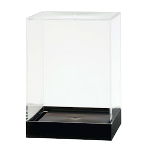 Clear Polystyrene Showcase Box with Black Pedestal - 3-7/16" L x 3-7/16" W x 4-13/16" Hgt. (Case of 8)