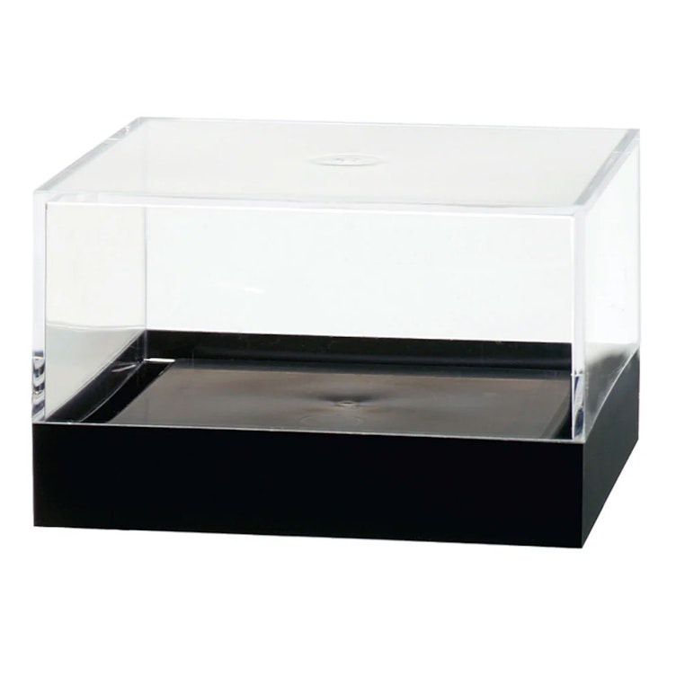 Clear Polystyrene Showcase Box with Black Pedestal - 4" L x 4" W x 2-7/16" Hgt. (Case of 16)