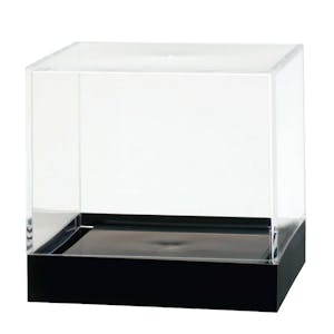 Clear Polystyrene Showcase Box with Black Pedestal - 4" L x 4" W x 3-11/16" Hgt. (Case of 16)