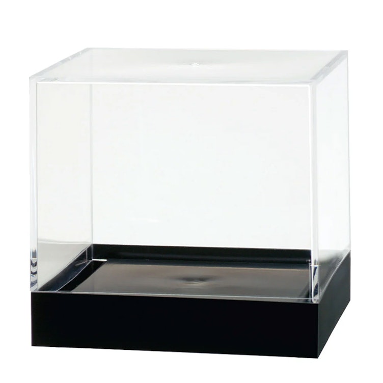 Clear Polystyrene Showcase Box with Black Pedestal - 4" L x 4" W x 3-11/16" Hgt. (Case of 16)