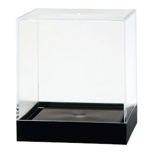 Clear Polystyrene Showcase Box with Black Pedestal - 4" L x 4" W x 4-7/16" Hgt. (Case of 8)