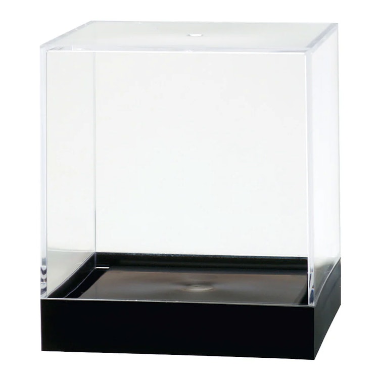 Clear Polystyrene Showcase Box with Black Pedestal - 4" L x 4" W x 4-7/16" Hgt. (Case of 8)