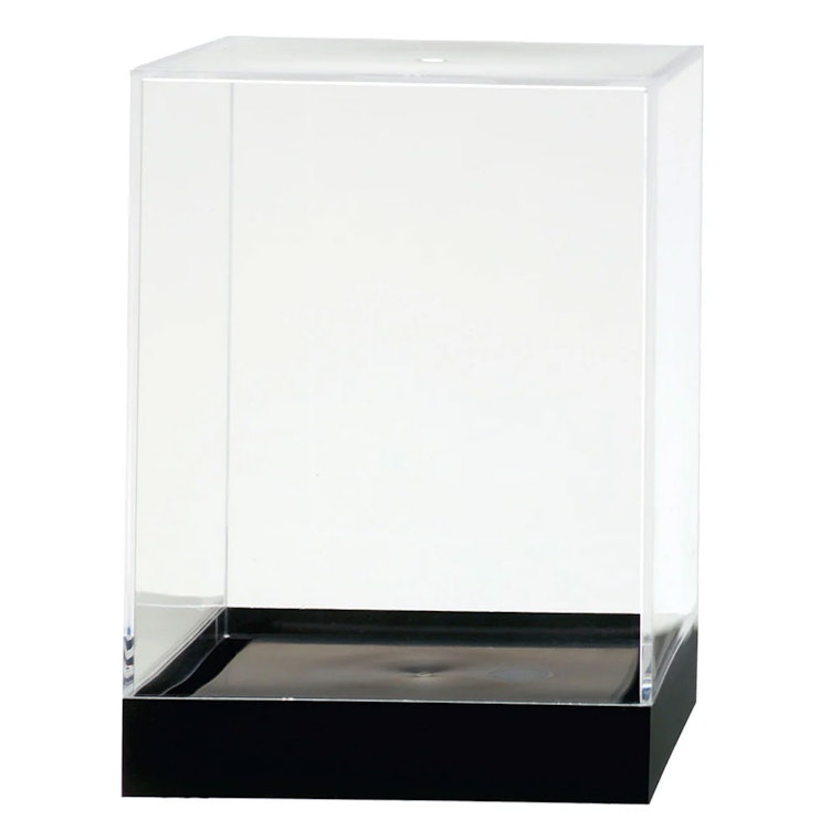 Clear Polystyrene Showcase Box with Black Pedestal - 4" L x 4" W x 5-1/2" Hgt. (Case of 8)