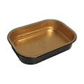 15 oz. Gold & Black Foil Rectangular Smooth Wall Food Container with Clear PET Dome Lid - Case of 100
