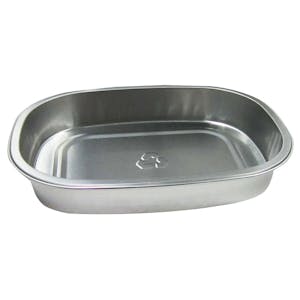 29 oz. Silver Foil Rectangular Smooth Wall Food Container with Clear PET Dome Lid - Case of 100