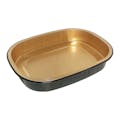 29 oz. Gold & Black Foil Rectangular Smooth Wall Food Container with Clear PET Dome Lid - Case of 100