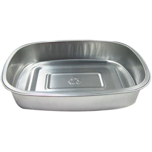 52 oz. Silver Foil Rectangular Smooth Wall Food Container with Clear PET Dome Lid - Case of 50