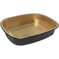52 oz. Gold & Black Foil Rectangular Smooth Wall Food Container with Clear PET Dome Lid - Case of 50