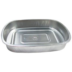 70 oz. Silver Foil Rectangular Smooth Wall Food Container with Clear PET Dome Lid - Case of 50