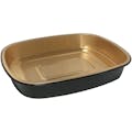 70 oz. Gold & Black Foil Rectangular Smooth Wall Food Container with Clear PET Dome Lid - Case of 50