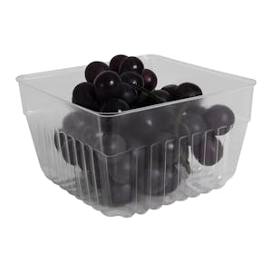 1 Quart Clear Polystyrene Square Open-Top Vented Produce Tray - Case of 1000