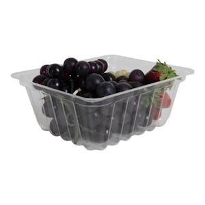 1-1/2 Quart Clear Polystyrene Deep Rectangular Open-Top Non-Vented Produce Tray - Case of 500