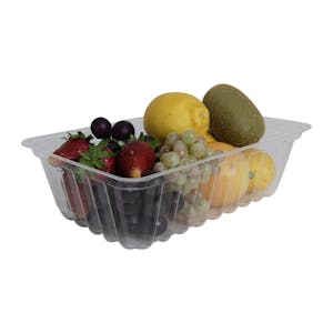 2 Quart Clear Polystyrene Deep Rectangular Open-Top Non-Vented Produce Tray - Case of 500