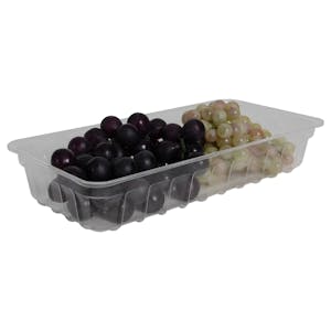 1 Quart Clear Polystyrene Shallow Rectangular Open-Top Non-Vented Produce Tray - Case of 500